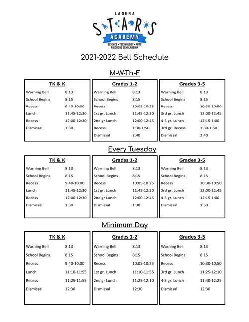 Bell Schedule